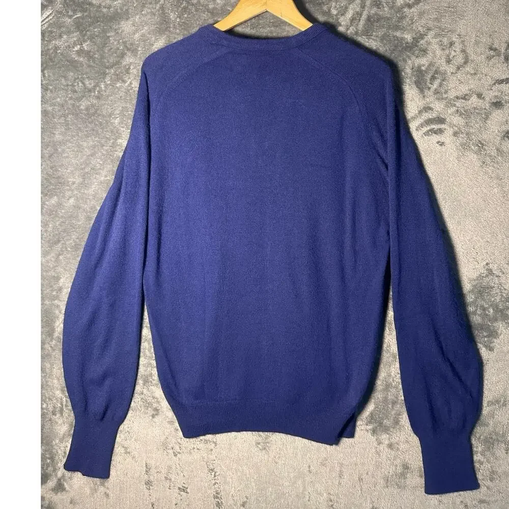 VTG 80s Izod Lacoste V-Neck Sweater Mens XL Blue Knit/Green Crocodile USA!